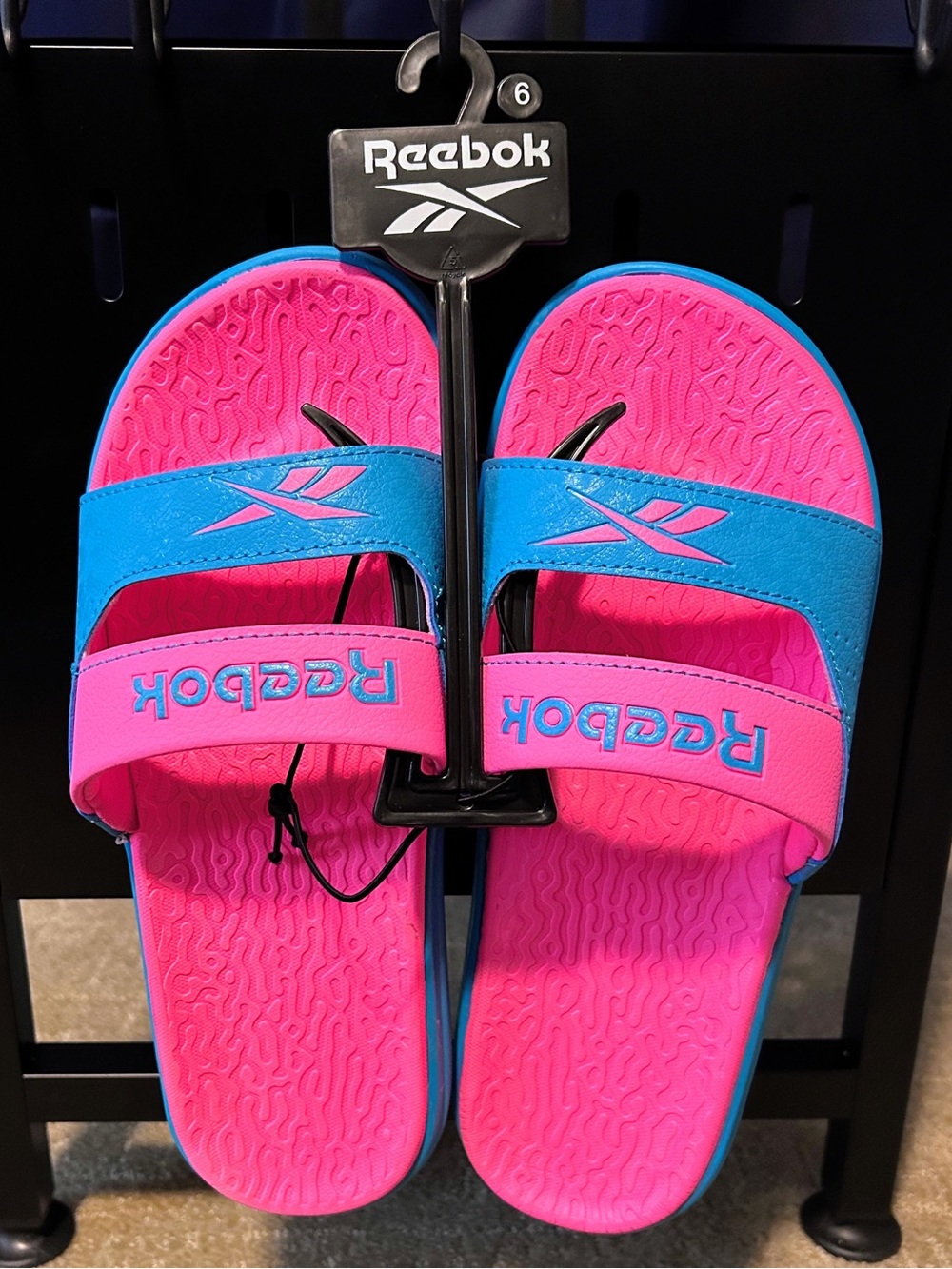 New Pink And Blue Reebok Comfort Slide Sandals Size 6Y - 7 Women